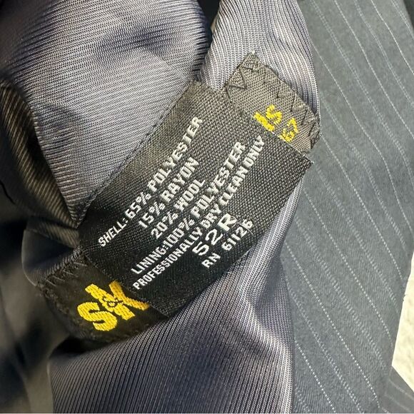 Kilburne Finch Blazer Mens 52R Blue Striped 3 Button Wool Blend Business Jacket - Picture 12 of 14